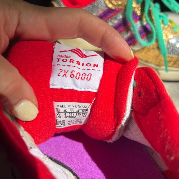 ADIDAS ZX 6000 Sequence Women's Size 5.5, Gold/Silver/Purple, Style Code: FY6863 - Picture 4 of 6